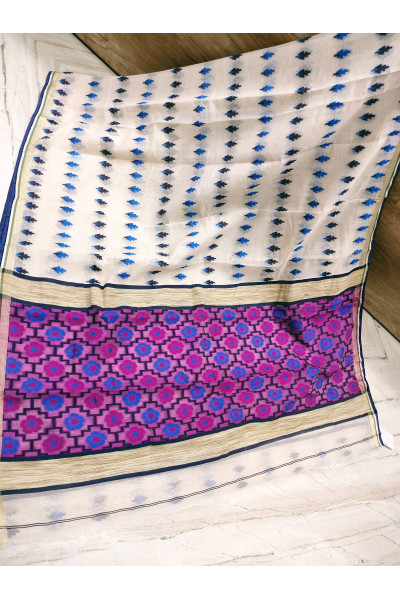 All Over Butta Weaving Cotton Silk Saree With Contrast Color Pallu (KR1037) 